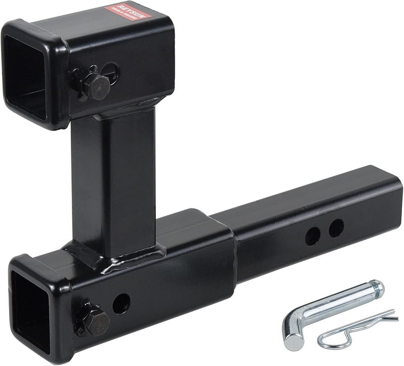 REYSUN 864131 Dual Hitch Receiver with 7-1/2 inch Rise/Drop, Receiver Hitch Extension with Hitch Pin & Clip, Fits 2 inch Hitch Receiver - Image 1